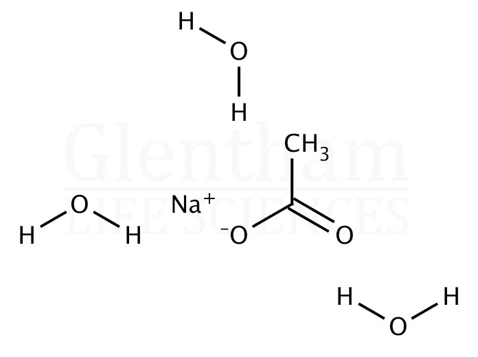 Sodium acetate trihydrate, 99%, ACS Structure