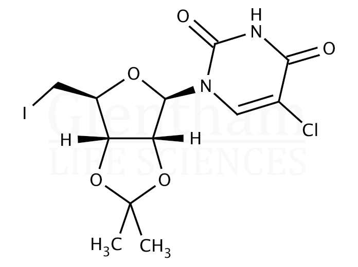 Structure for 5-Chloro-5''-deoxy-5''-iodo-2'',3''-O-isopropylideneuridine