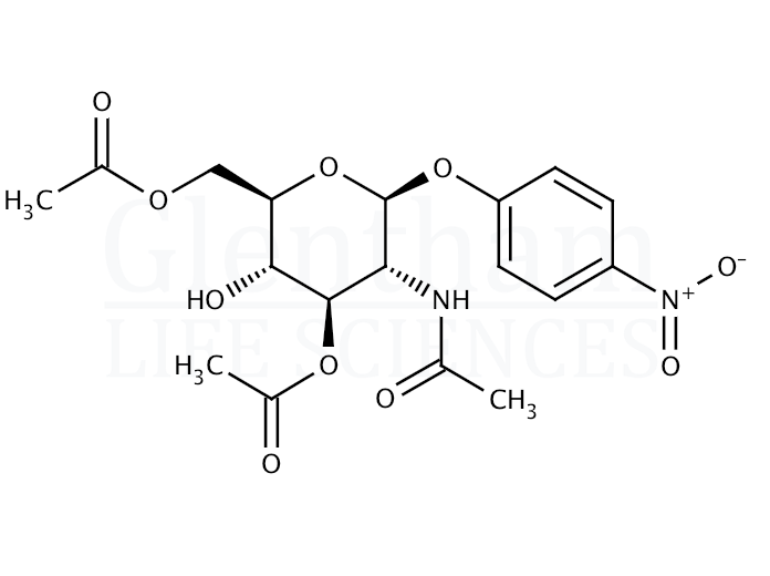 Structure for p-Nitrophenyl 2-Acetamido-2-deoxy-3,6-di-O-acetyl-β-D-glucopyranoside (61891-87-0)