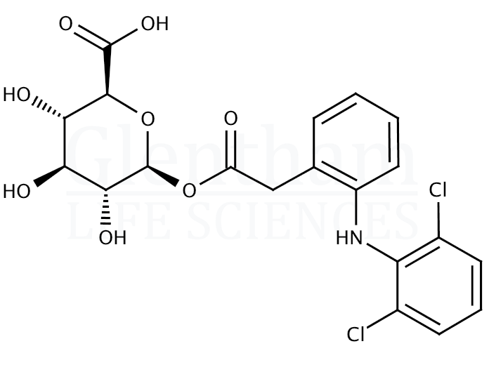 Structure for Diclofenac acyl-D-glucuronide (64118-81-6)
