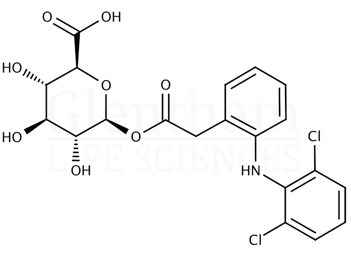 Structure for  Diclofenac acyl-D-glucuronide  (64118-81-6)