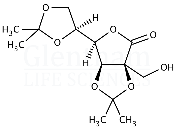 Structure for 2C-Hydroxymethyl-2,3:5,6-di-O-isopropylidene-L-gulono-1,4-lactone