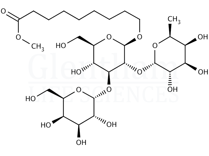 8-Methoxycarbonyloctyl 2-O-(a-L-fucopyranosyl)-3-O-(a-D-galactopyranosyl)-b-D-galactopyranoside Structure