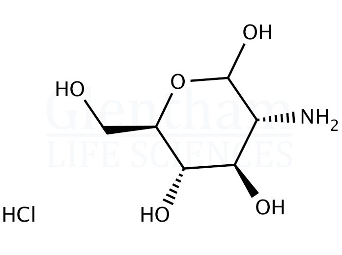 Structure for D-Glucosamine hydrochloride, USP grade (66-84-2)