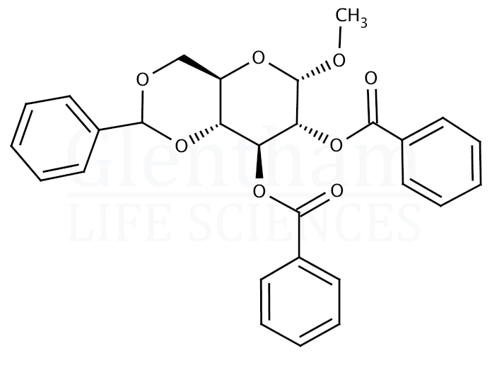 Structure for Methyl 2,3-di-O-benzoyl-4,6-O-benzylidene-a-D-glucopyranoside
