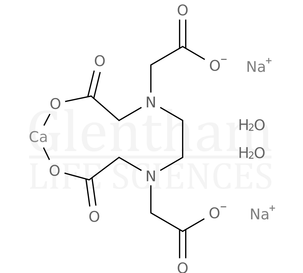 Structure for EDTA calcium disodium salt dihydrate, BP, Ph. Eur., USP grade