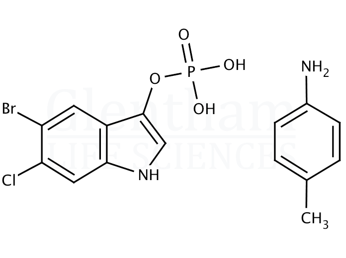 5-Bromo-6-chloro-3-indolyl phosphate p-toluidine salt Structure