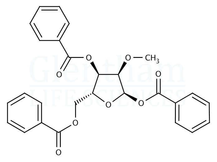 Structure for  1,3,5-Tri-O-benzoyl-2-O-methyl-D-ribofuranose  (68045-07-8)