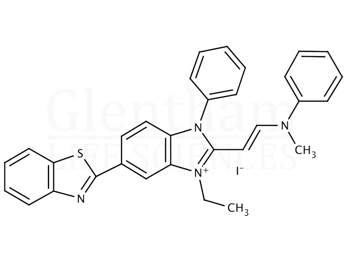 Structure for 5-(2-Benzothiazolyl)-3-ethyl-2-[2-(methylphenylamino)ethenyl]-1-phenyl-1H-benzimidazolium iodide