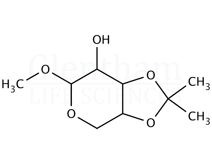 Structure for  Methyl 3,4-isopropylidene-b-L-arabinopyranoside  (6960-39-0)