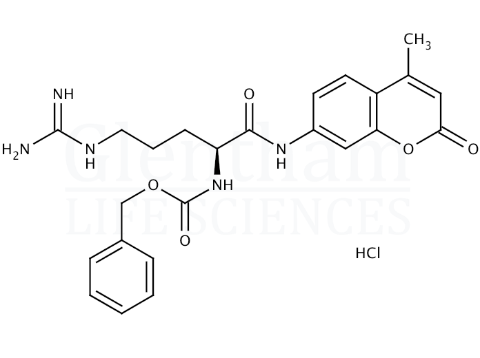 Structure for  N-alpha-CBZ-L-Arginine 7-amido-4-methylcoumarin hydrochloride  (70375-22-3)