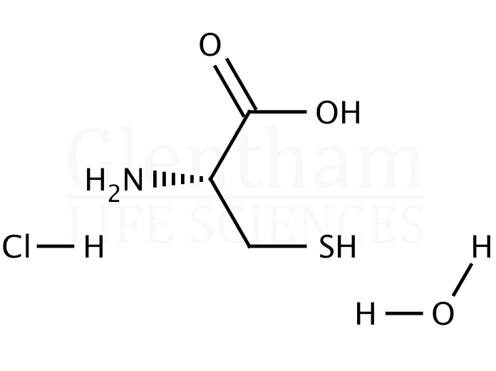 Structure for L-Cysteine hydrochloride monohydrate, Ph. Eur., USP grade (7048-04-6)