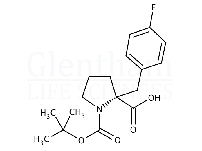 Structure for Boc-(R)-α-(4-fluorobenzyl)-Pro-OH    (706806-64-6)