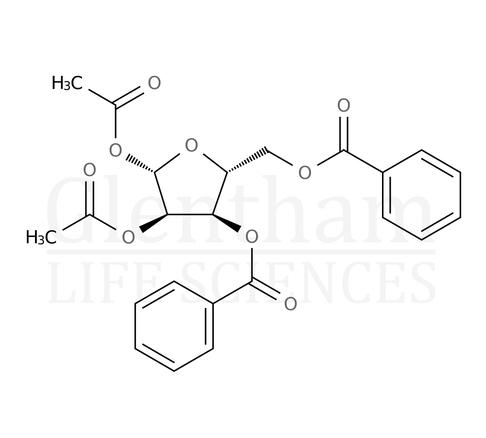 Structure for  1,2-Di-O-acetyl-3,5-di-O-benzoyl-β-D-ribofuranose  (71080-18-7)