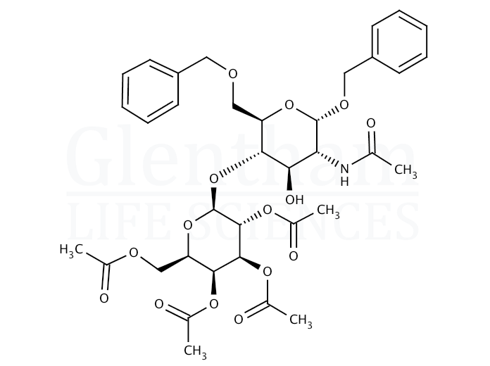 Structure for 2-Acetamido-4-O-(2,3,4,6-tetra-O-acetyl-b-D-galactopyranosyl)-1,6-di-O-benzyl-2-deoxy-a-D-glucopyranoside