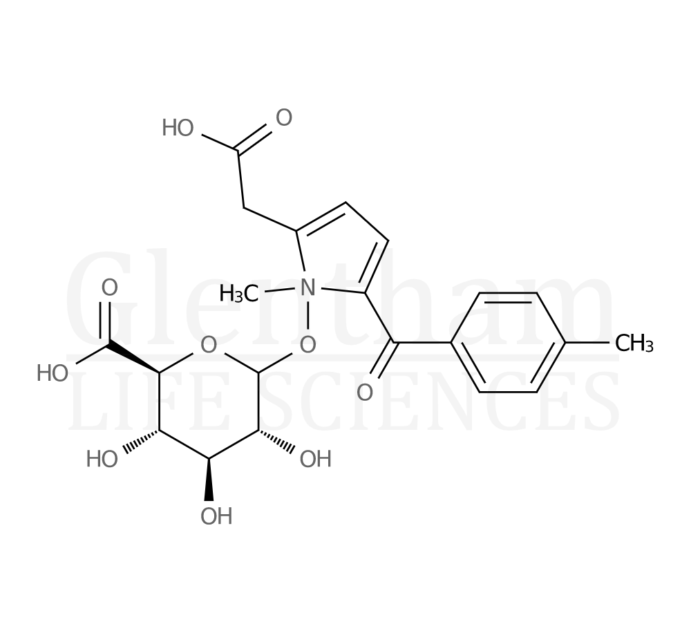 Structure for  Tolmetin acyl-β-D-glucuronide  (71595-19-2)