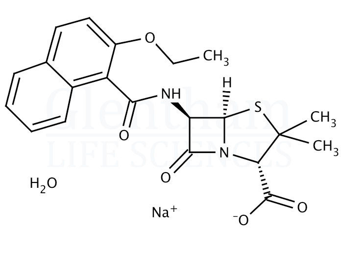 Nafcillin sodium salt monohydrate Structure