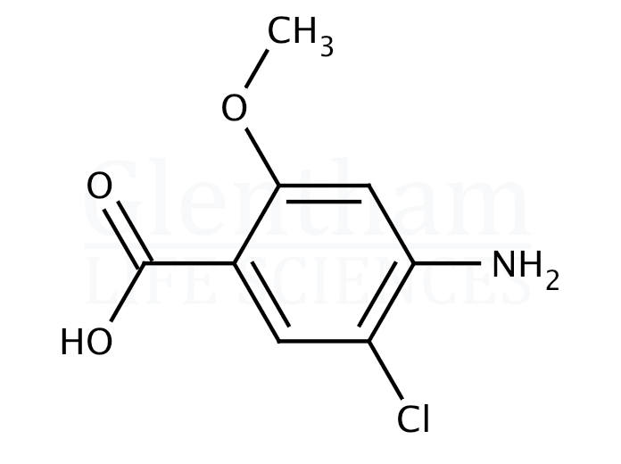Structure for 4-Amino-5-chloro-2-methoxybenzoic acid  (7206-70-4)