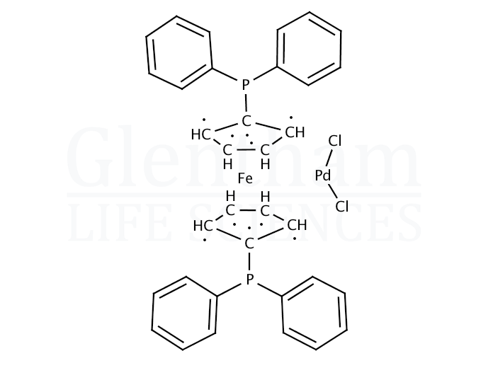 Structure for (1,1''-Bis(diphenylphosphino) ferrocene) dichloropalladium(II)
