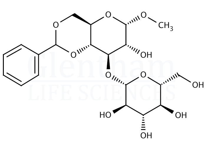 Methyl 4,6-O-benzylidene-3-O-(b-D-glucopyranoside)-a-D-glucopyranoside Structure