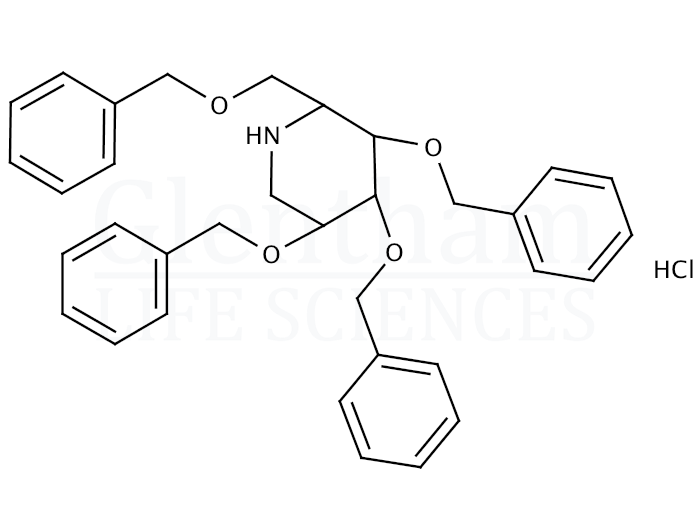 Structure for  2,3,4,6-Tetra-O-benzyl-1-deoxynojirimycin hydrochloric acid salt  (72983-76-7)