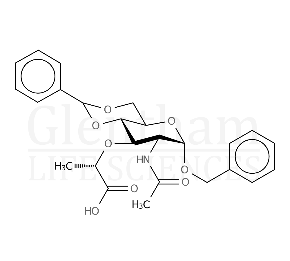 Benzyl N-acetyl-4,6-O-benzylidene-a-isomuramic acid Structure