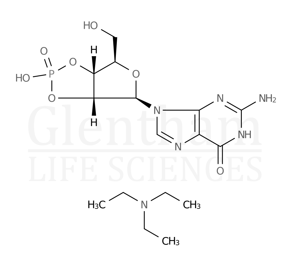 Structure for Guanosine 2’,3’-cyclic phosphate triethylamine salt