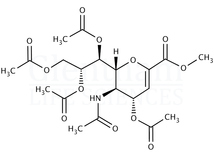Methyl 5-acetamido-4,7,8,9-tetra-O-acetyl-2,6-anhydro-3,5-dideoxy-D-glycero-D-galacto-non-2-enonate Structure