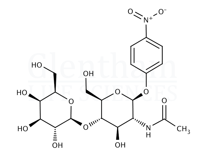 Structure for 4-Nitrophenyl 2-acetamido-2-deoxy-4-O-(b-D-galactopyranosyl)-b-D-glucopyranoside