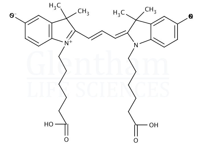 Structure for Cyanine 3 Bihexanoic Acid Dye, Potassium Salt