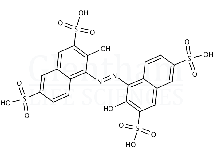 Structure for  2,2′-Dihydroxy-1,1′-azonaphthalene-3,3′,6,6′-tetrasulfonic acid  (76877-41-3)