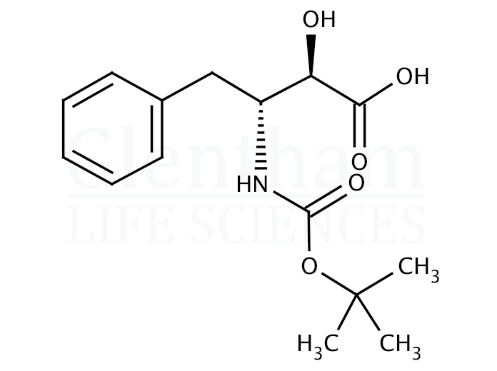 Structure for (2R,3R)-3-(Boc-amino)-2-hydroxy-4-phenylbutyric acid  (77171-41-6)