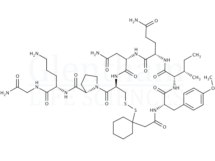 [β-Mercapto-β,β-cyclopentamethylenepropionyl1, O-Me-Tyr2, Orn8]-Oxytocin Structure
