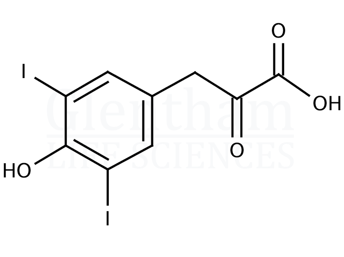Structure for  3,5-Diiodo-4-hydroxyphenylpyruvic acid  (780-00-7)