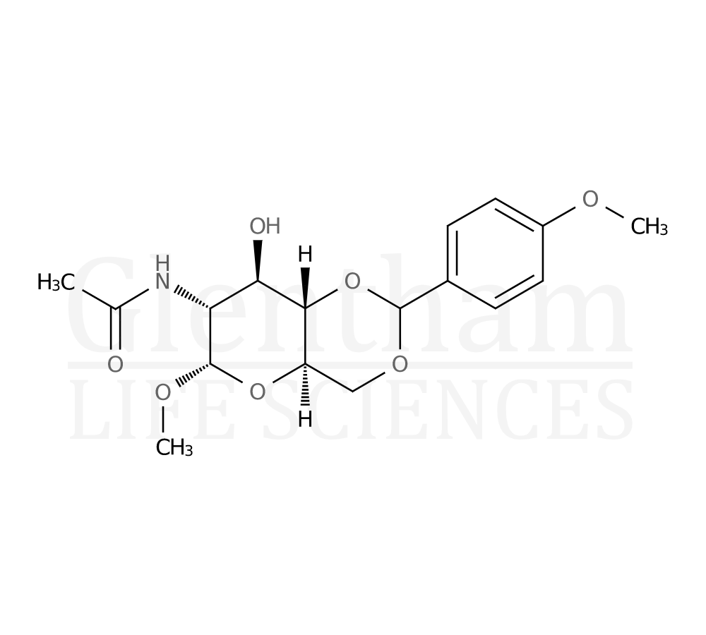 Methyl 2-acetamido-2-deoxy-4,6-(4-methoxybenzylidene)-a-D-galactopyranoside Structure
