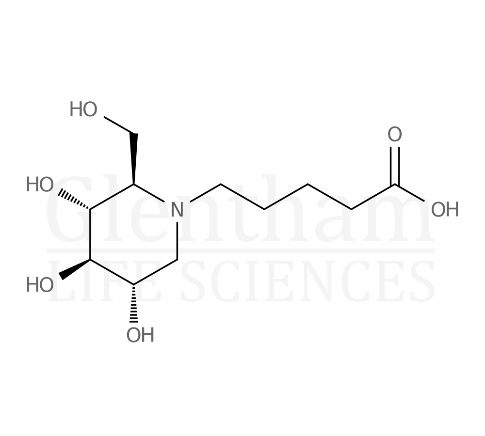 Structure for N-(5-Carboxypentyl)-deoxynojirimycin (79206-70-5)