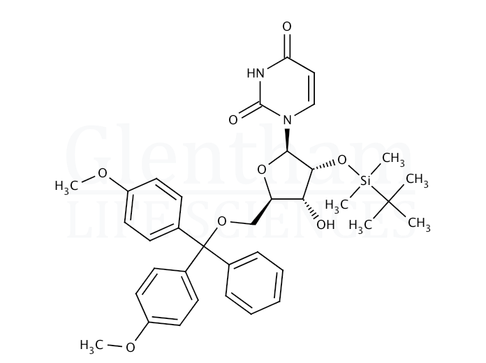 Structure for  2''-O-tert-Butyldimethylsilyl-5''-O-DMT-uridine  (81246-80-2)
