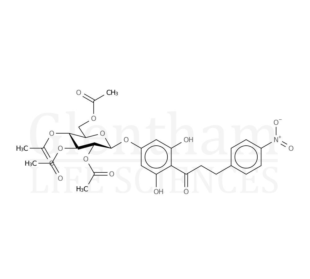 4’-O-(β-D-2”,3”,4”,6”-Tetraacetyl-glucopyranosyl)-4-nitrophloretin Structure