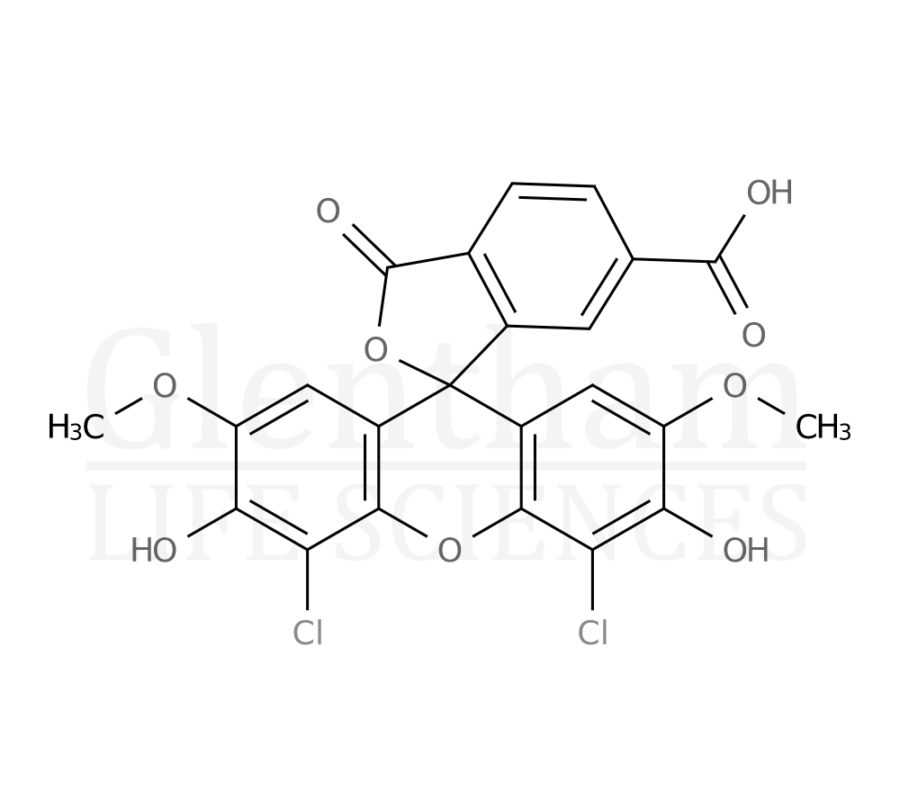 4'',5''-Dichloro-3'',6''-dihydroxy-2'',7''-dimethoxy-3-oxo-3H-spiro[2-benzofuran-1,9''-xanthene]-6-carboxylic acid Structure