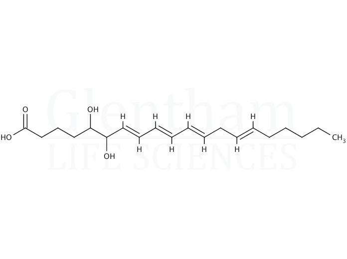 (5S,6S)-Dihydroxy-(7E,9E,11Z,14Z)-eicosatetraenoic acid Structure