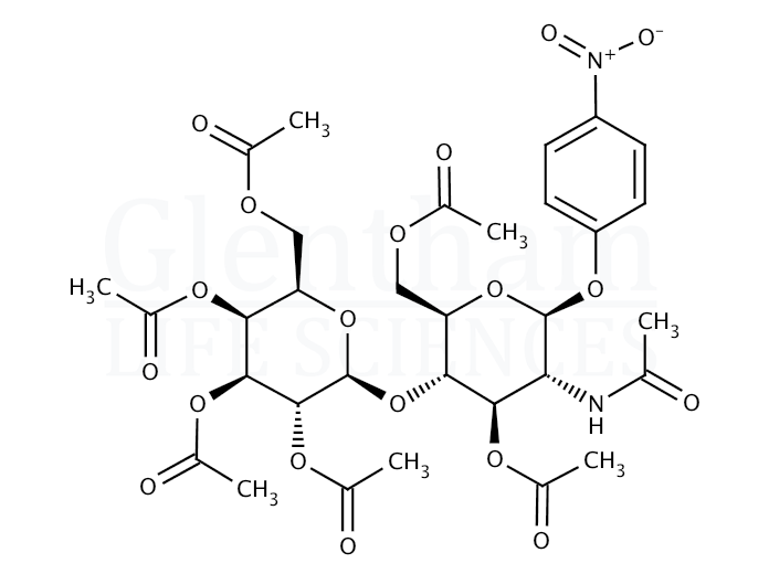 4-Nitrophenyl 2-acetamido-3,6-di-O-acetyl-4-O-(2,3,4,6-tetra-O-acetyl-b-D-galactopyranosyl)-2-deoxy-b-D-glucopyranoside Structure