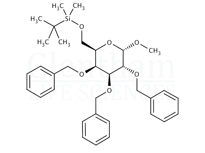 Structure for Methyl 2,3,4-tri-O-benzyl-6-O-tert-butyldimethylsilyl-a-D-galactopyranoside