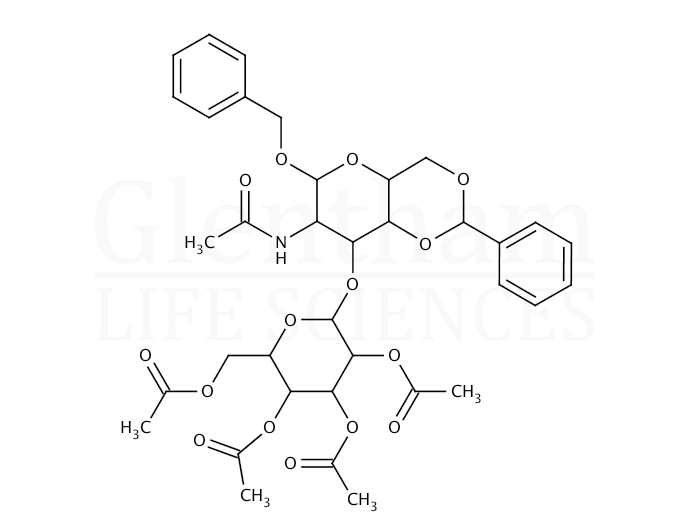 Benzyl 2-acetamido-2-deoxy-4,6-O-benzylidene-3-O-(2’,3’,4’,6’-tetra- O-acetyl-b-D-galactopyranosyl)-a-D-galactopyranoside Structure