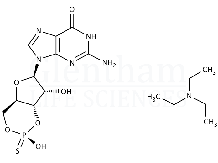 Strcuture for Guanosine 3′,5′-cyclic monophosphorothioate, Rp Isomer triethylammonium salt 