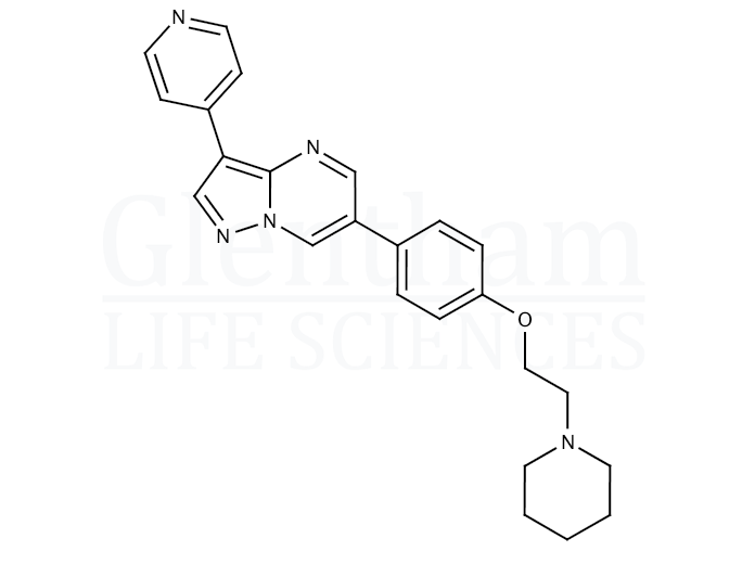Structure for  6-[4-(2-Piperidin-1-ylethoxy)phenyl]-3-pyridin-4-ylpyrazolo[1,5-a]pyrimidine  (866405-64-3)