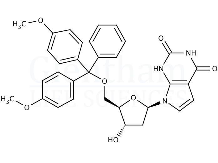5’-O-(4,4’-Dimethoxytrityl)-7-deaza-2’-deoxyxanthosine Structure