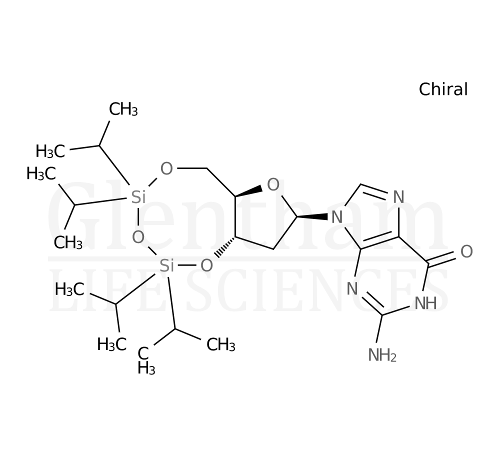 3'',5''-O-[Tetrakis(1-methylethyl)-1,3-disiloxanediyl]-guanosine Structure
