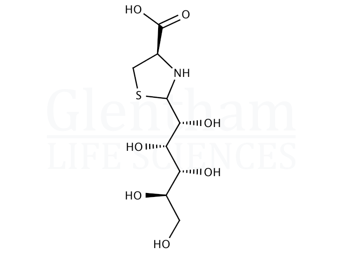 Structure for  2-(D-Gluco-pentylhydroxypentyl)-4(R)-1,3-thiazolidine-4-carboxylic acid  (88271-29-8)