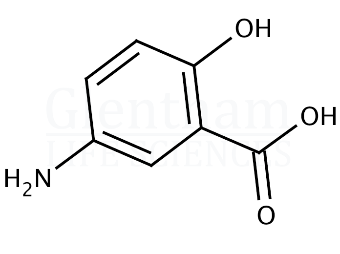 Structure for 5-Aminosalicylic acid  (89-57-6)