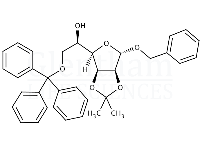 Benzyl 2,3-O-isopropylidene-6-O-trityl-α-D-mannofuranose Structure